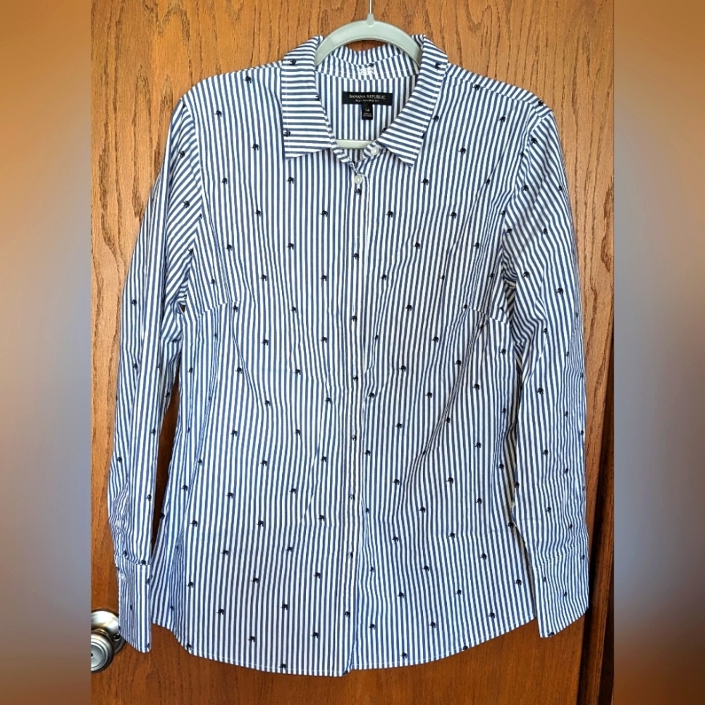 Women's Banana Republic Riley Button Down, Career, Casual, Cotton‎ Blend, Sz 14